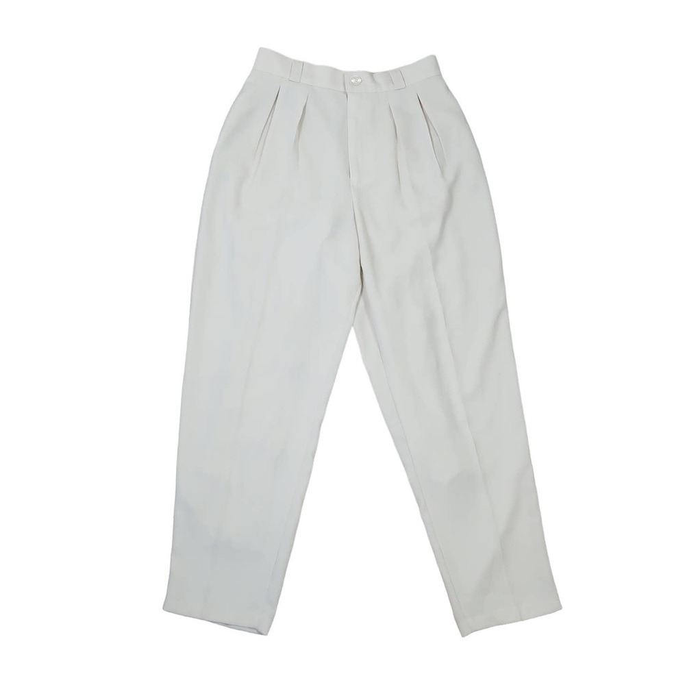 Vintage Cream High-Waist Pleated Trousers